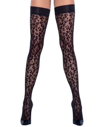Cottelli Colection Selvsiddende Strømper Med Leopard Mønster