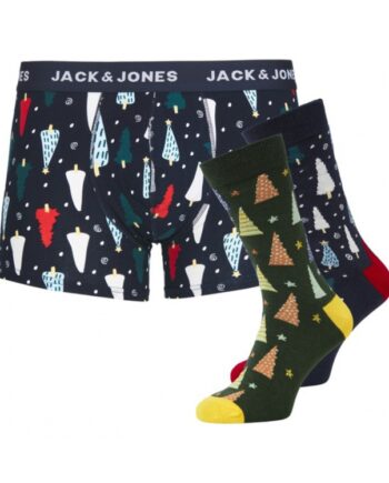 Jack   Jones Julegaveæske Underbukser   Par Strømper Navy Til Herre