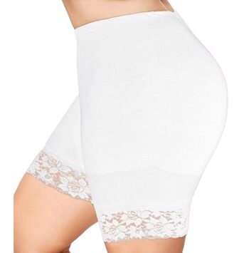 Skånebukser Med Blondekant Hvid Plus Size