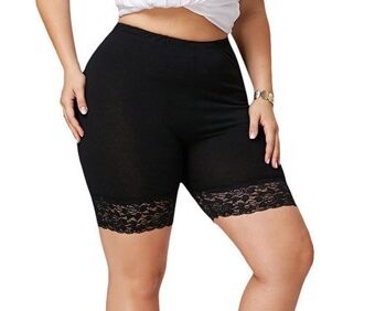 Skånebukser Med Blondekant Sort Plus Size
