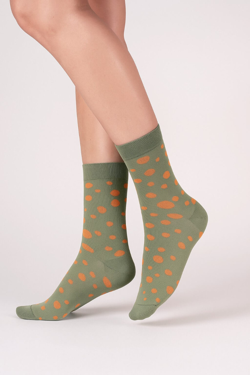 Socks Cph Damestrømpe Dots Støv Grøn
