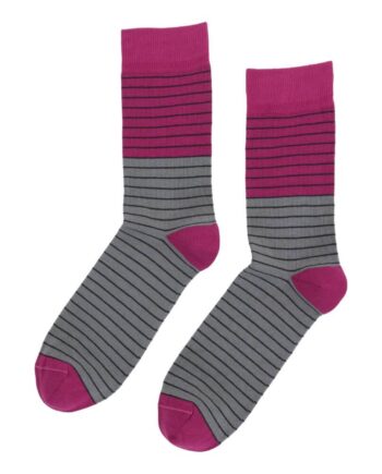 Socks Cph Herrestrømper Med Striber Fuchsia Grå Str