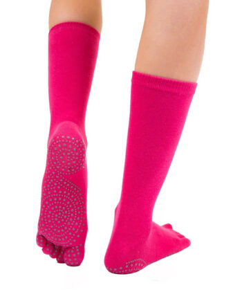 Toetoe Yoga   Pilates Mid Calf Anti Slip Sokker Pink Str