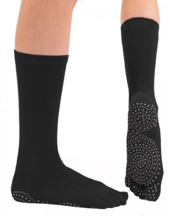 Toetoe Yoga   Pilates Mid Calf Anti Slip Sokker Sort Str