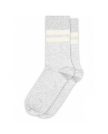 Dame Rib Strømper Bomuld Med Striber Grey Melange