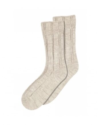 Strømper Bløde Dame Ribstrømper Uld Bambusviskose Light Brown Melange