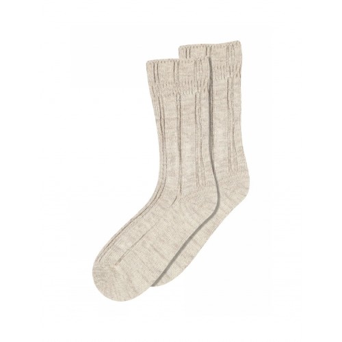 Strømper Bløde Dame Ribstrømper Uld Bambusviskose Light Brown Melange
