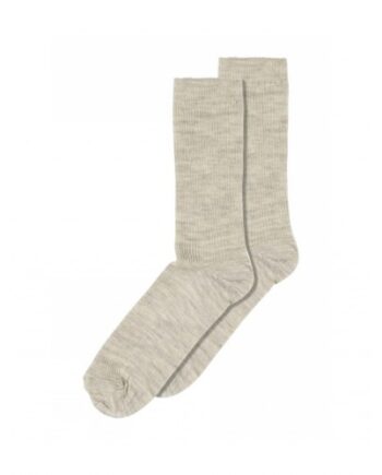 Strømper Dame Rib Sokker Merinould Light Brown Melange