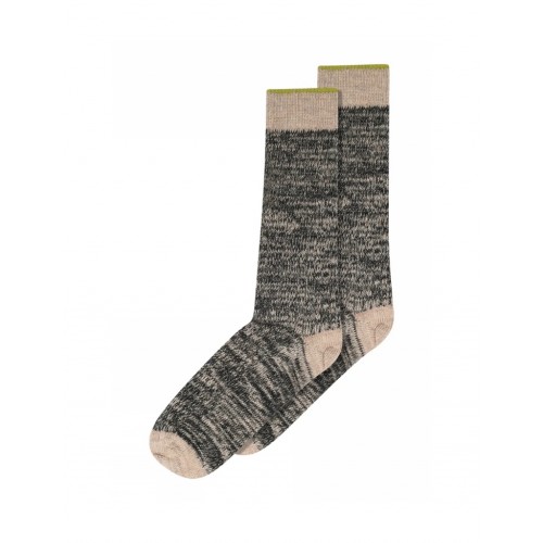 Strømper Lang Rib Strømpe Til Dame Meleret Uld Dark Grey Melange