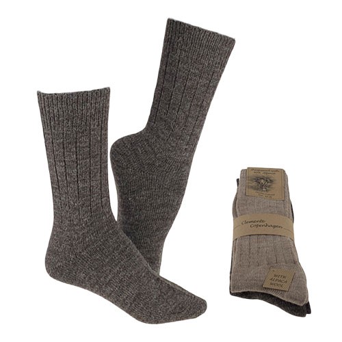 Alpaka Uld Strømper Brun Beige Tynde Str Par Clemente Discount Pris