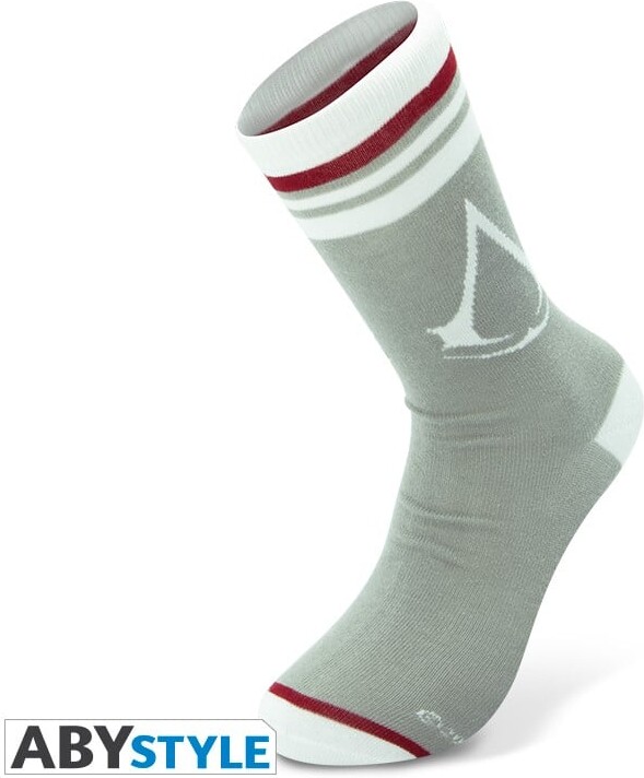 Assassin Creed Socks Grey White Crest