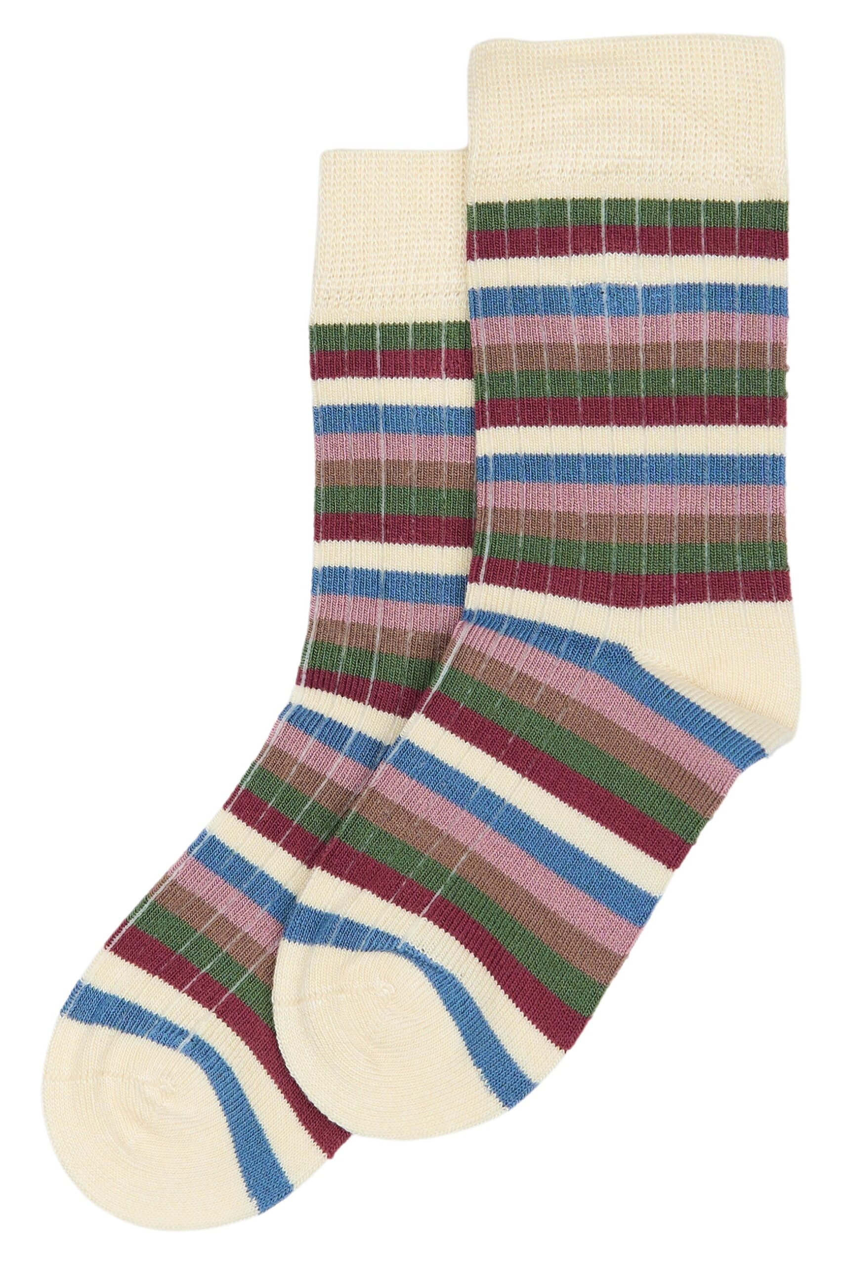 Bambus Sokker Multi Stripe Pale Pink Minipop
