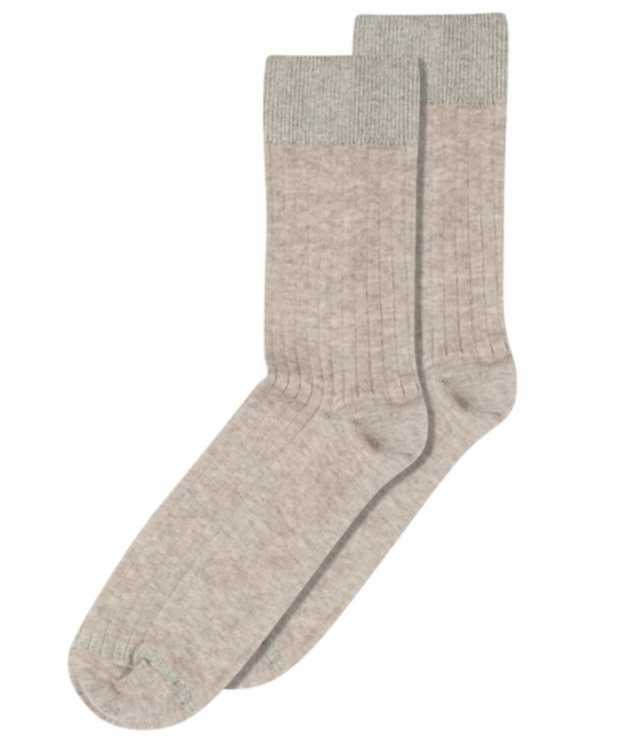 Denmark Erina Uld Rib Sokker Light Brown Melange Til Kvinder