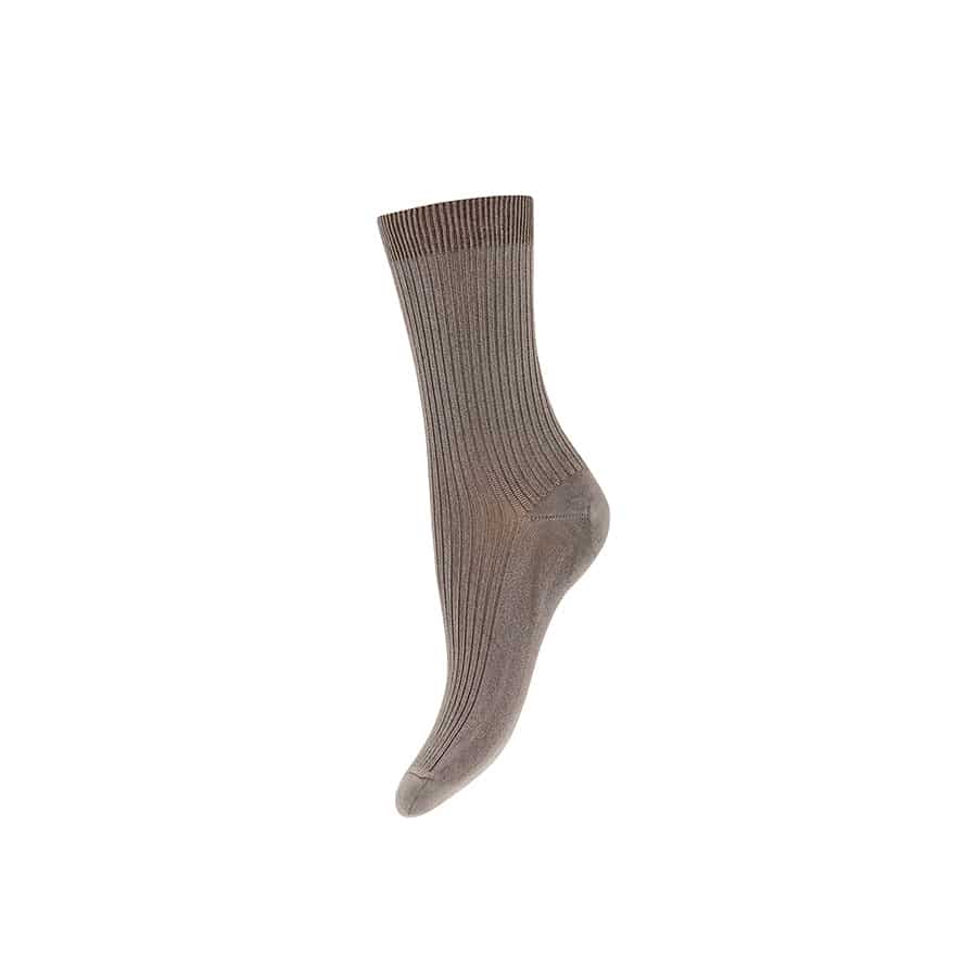 Denmark Viskose Rib Strømpe Beige