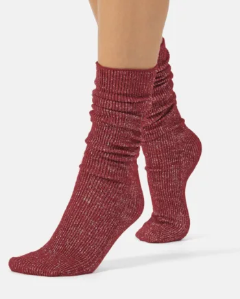 Glitter Rib Strømper Cardinal
