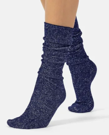 Glitter Rib Strømper Navy