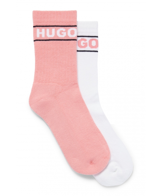 Hugo 2pak Bomuldsstrømper Lyserød Hvid Med Logo Til Kvinder Outlet