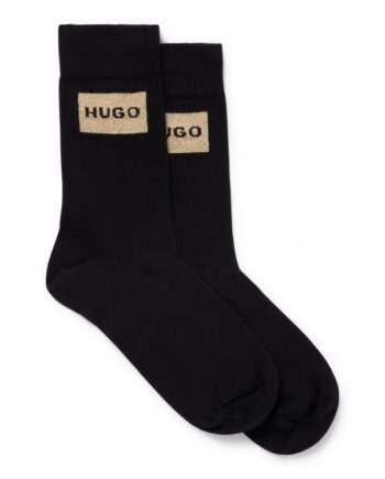 Hugo 2pak Bomuldsstrømper Sort Med Logo Til Kvinder Gaveæske Outlet