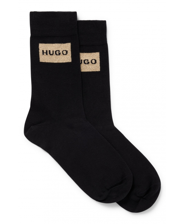 Hugo 2pak Bomuldsstrømper Sort Med Logo Til Kvinder Gaveæske Outlet