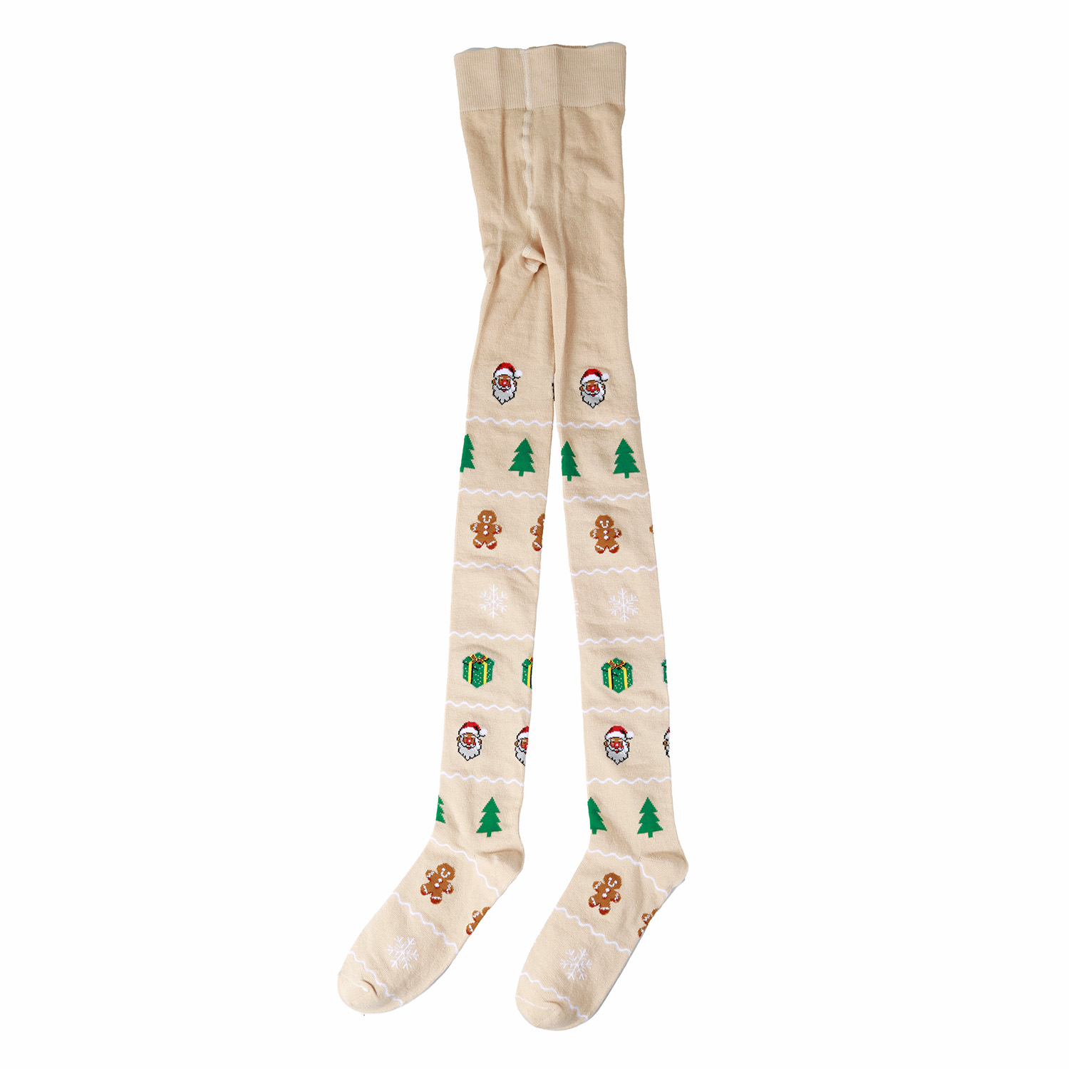Julestrømpebukser Til Børn Beige Med Julemotiver