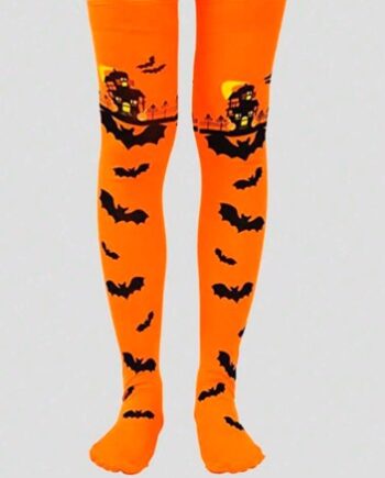 Knæsokker Knæstræmper Orange Med Fagremus Halloween