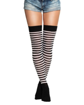 Over Knee Strømper One Size Sort Hvid