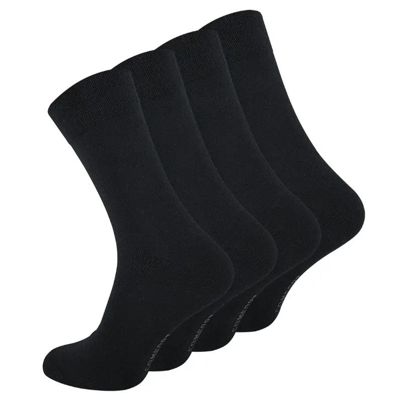 Par Sorte Bomuldsstrømper Comfort Uden Elastik Toppen Unisex