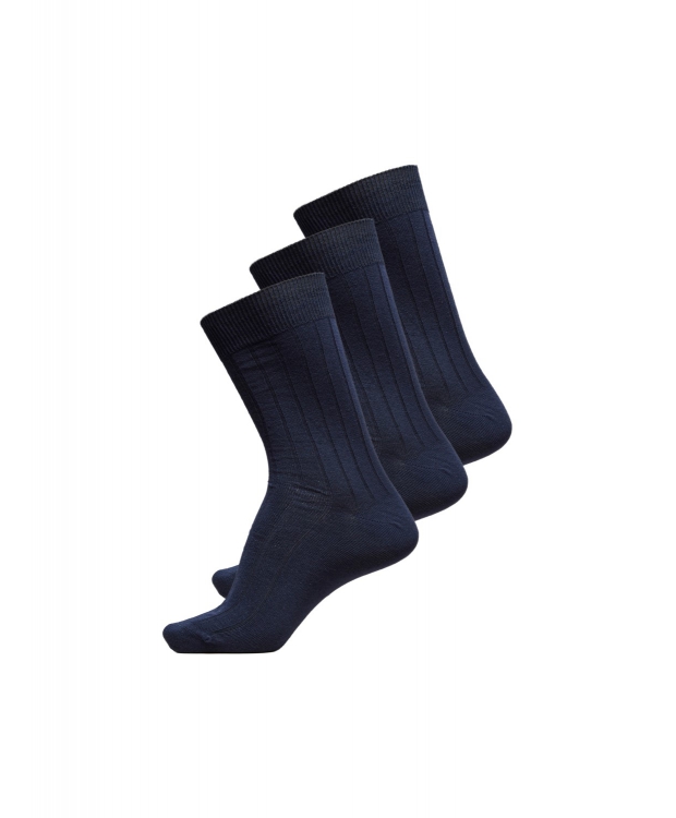Selected Pak Navy Ribstrømper Til Herre Onesize Outlet