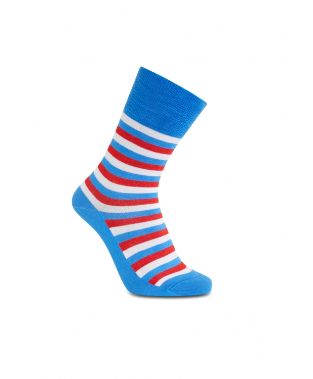 Sock Stribede Bambusstrømper Blå Røde Hvide Outlet