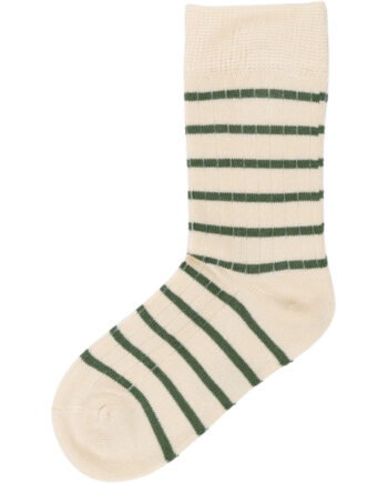 Stripet Bambus Sokker Emerald Green Off White Minipop