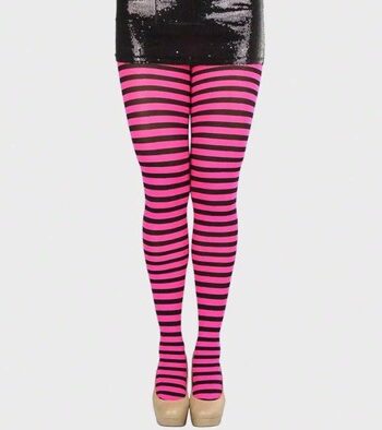 Strømpebukser Funky Strømpebukser Sort Pink Striber