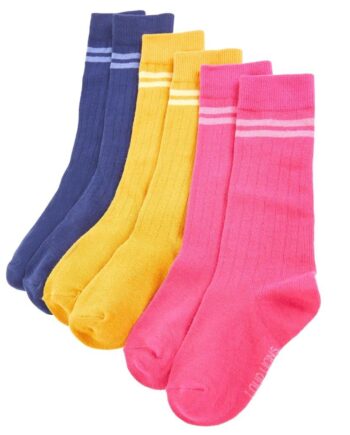 Strømper Til Børn Pak Str Okkergul Pink Marineblå