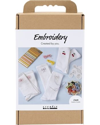 Broderi Diy Kit Strømper Hvide Par