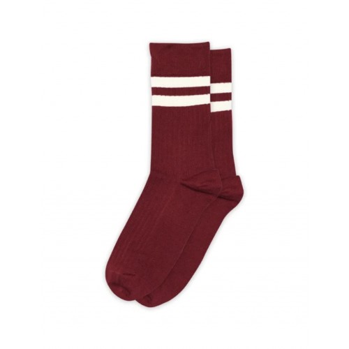 Dame Rib Strømper Bomuld Med Striber Wine Red