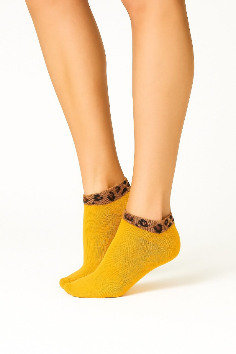 Korte Ankelstrømper Fra Socks Cph Orange Leopard Str