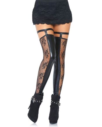 Leg Avenue Aria Strømper Wetlook Sort