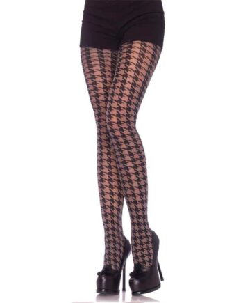 Leg Avenue Houndstooth Strømpebukser Sort