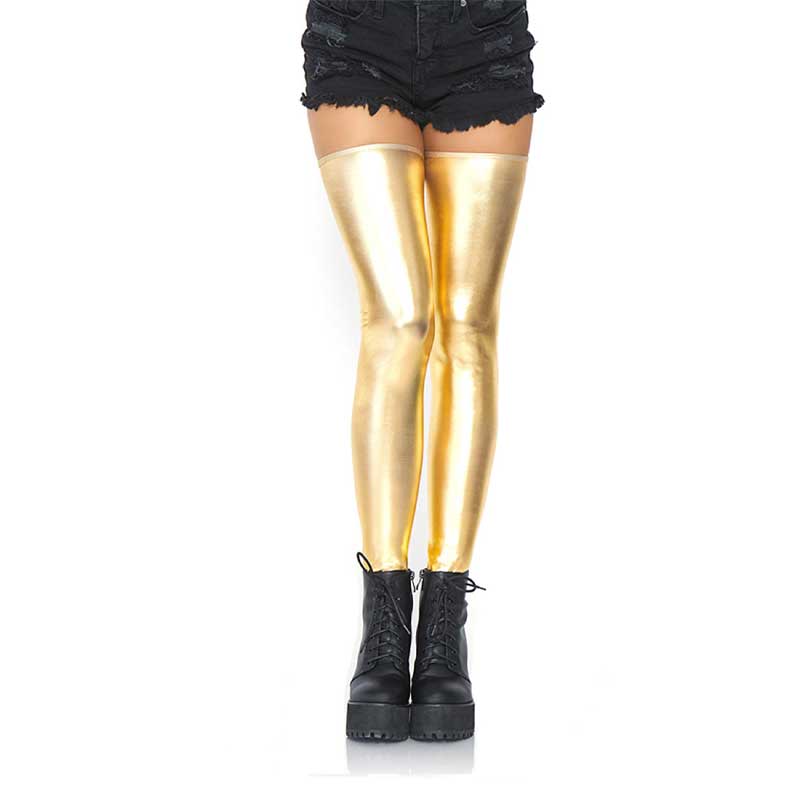 Leg Avenue Izzy Wetlook Selvsiddende Strømper Guld