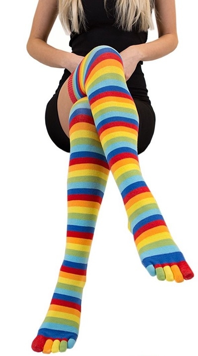 Stribede Tåstrømper Toetoe Over Knee Rainbow One Size