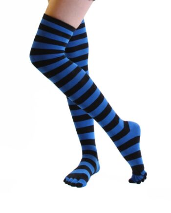 Stribede Tåstrømper Toetoe Over Knee Sort Blå One Size