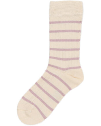 Stripet Bambus Sokker Rose Off White Minipop