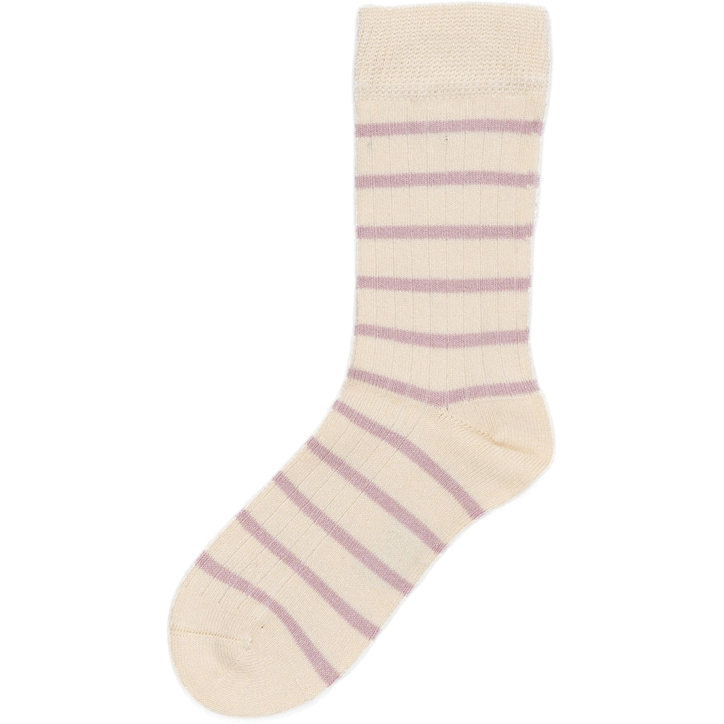 Stripet Bambus Sokker Rose Off White Minipop