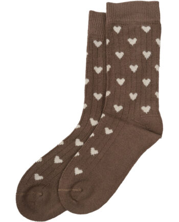 Bambus Sokker Hjerte Chocolade Brown Off White Minipop