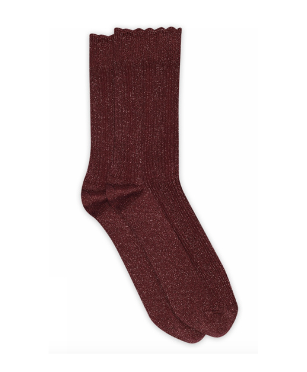 Denmark Julia Glitter Sokker Wine Red Til Kvinder