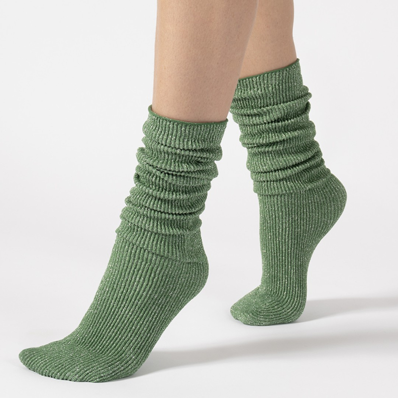 Glitter Rib Strømper Irish Green