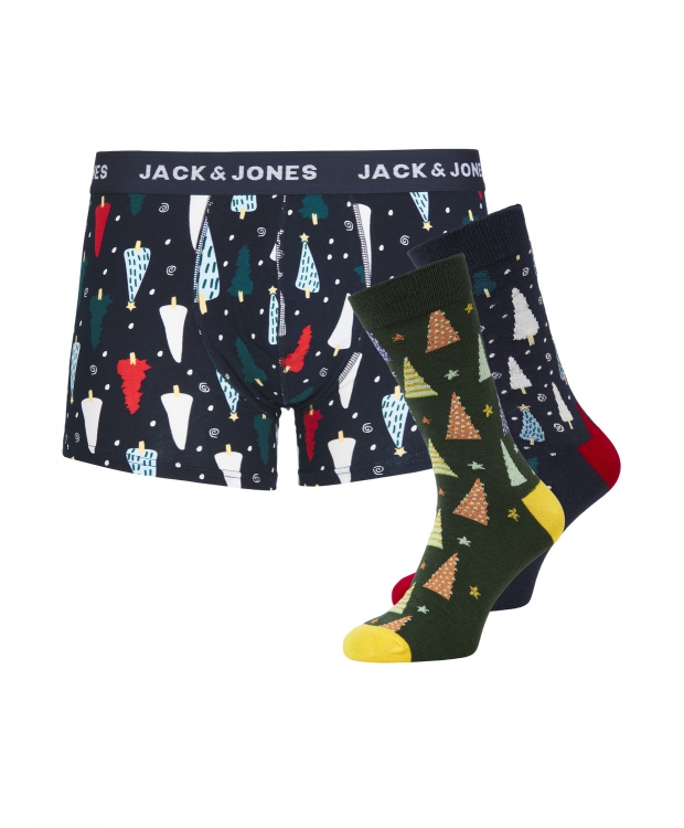 Jack Jones Gaveæske Med Julemotiv Strømper Boksershorts