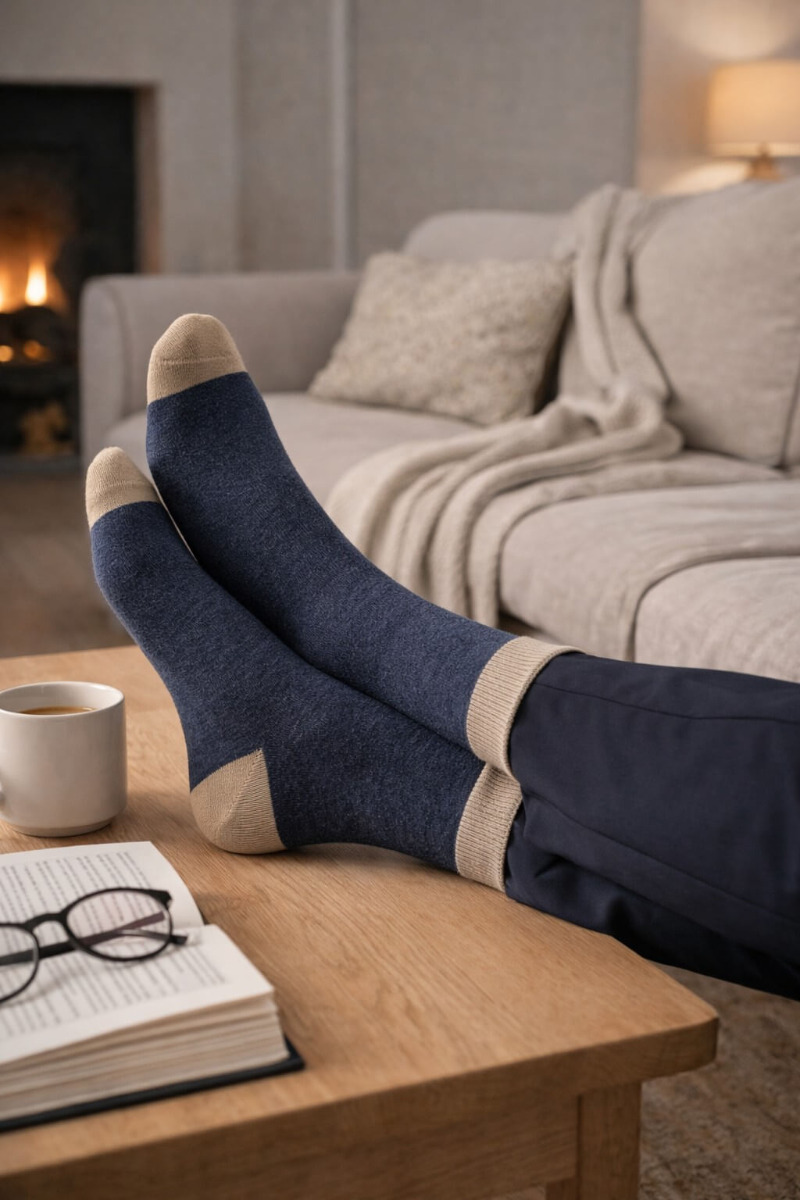 Jbs Herrestrømper Navy Med Beige Detaljer Str