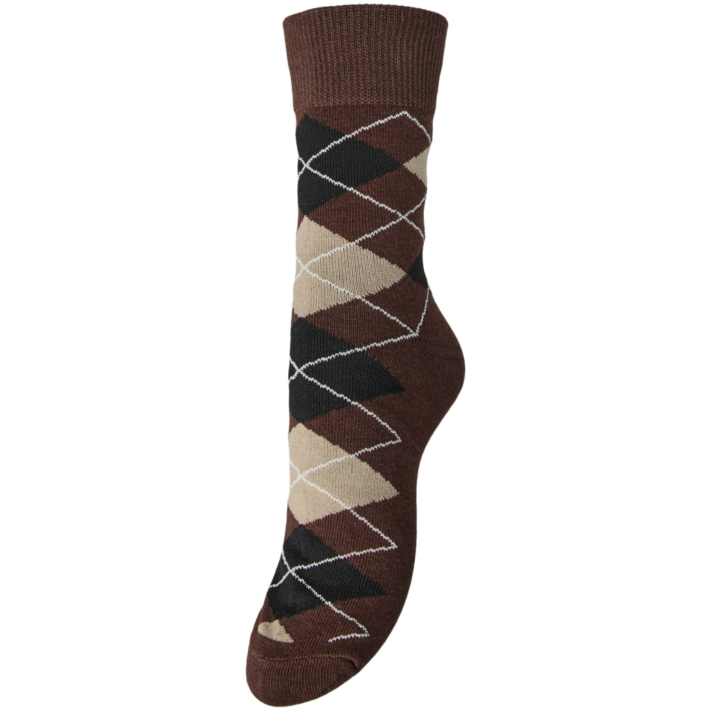 Pieces Dame Strømper Pcalba Hot Fudge Greige Black Birch