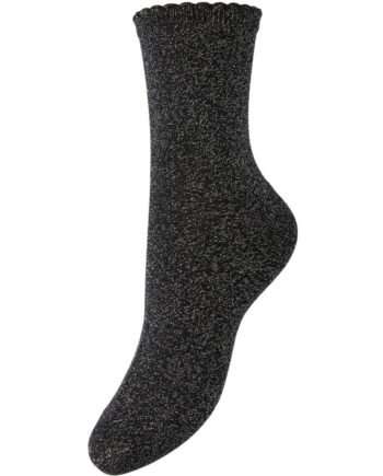 Pieces Dame Strømper Pcsebby Black Silver Lurex