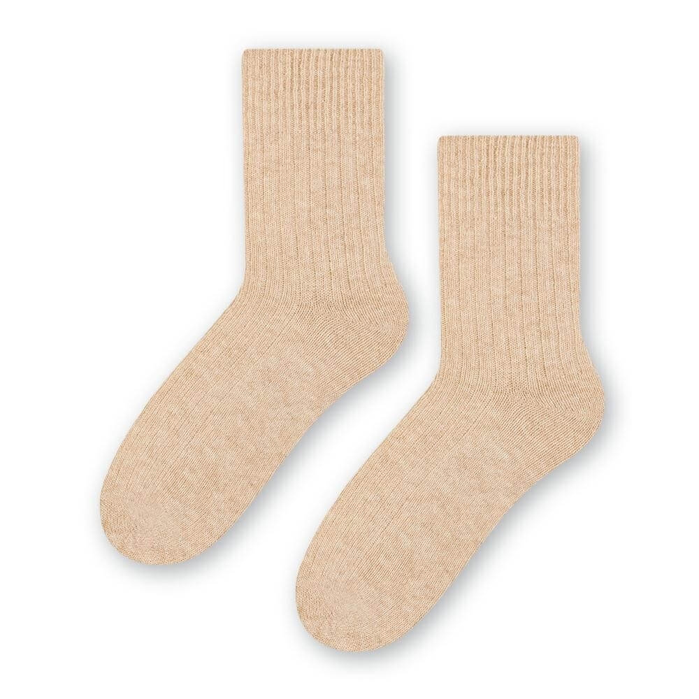 Uldsokker Med Riflet Skaft Beige Str